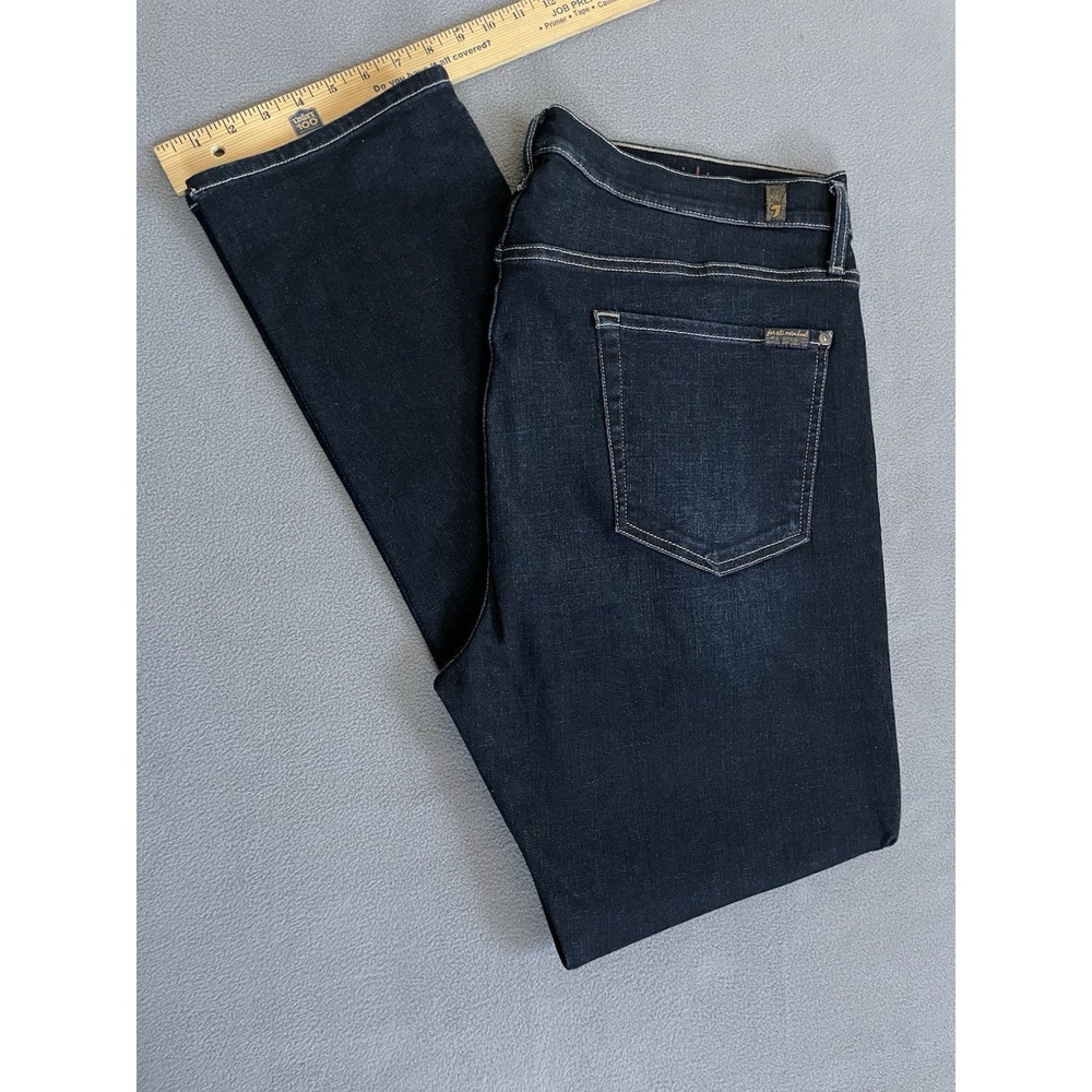 7 For All Mankind Jeans Mens 44x32 Blue Regular Straight Fit Denim - Picture 5 of 7